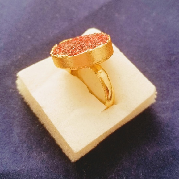 Red ruby drutzy & gold ring Adjustable Size - Picture 5 of 12